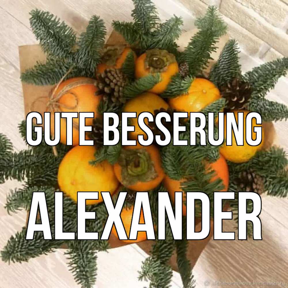 Открытка на каждый день с именем, Alexander Gute Besserung апельсины и хурьма Прикольная открытка с пожеланием онлайн скачать бесплатно 