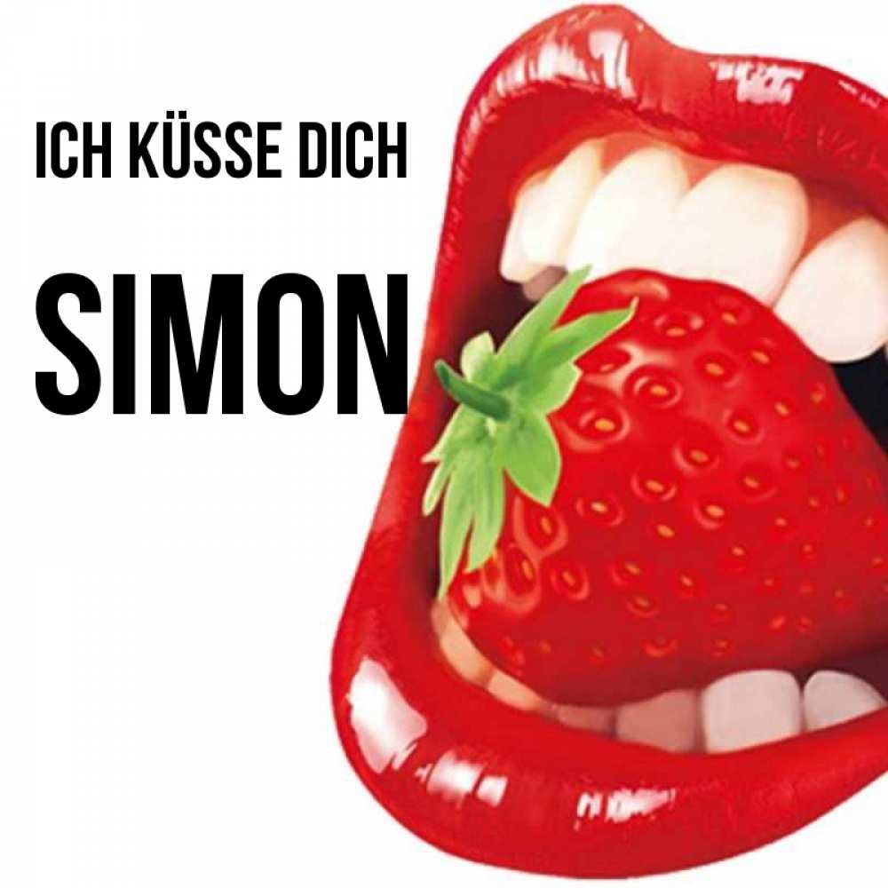 Открытка на каждый день с именем, Simon Ich küsse dich открытка с яркими губами Прикольная открытка с пожеланием онлайн скачать бесплатно 