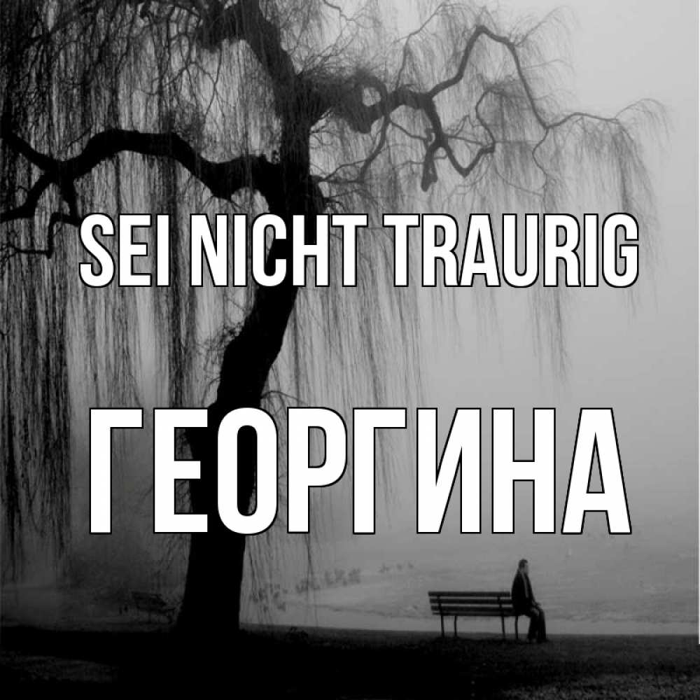 Открытка на каждый день с именем, Георгина Sei nicht traurig висящие ветки дерева и лавочка под деревом Прикольная открытка с пожеланием онлайн скачать бесплатно 