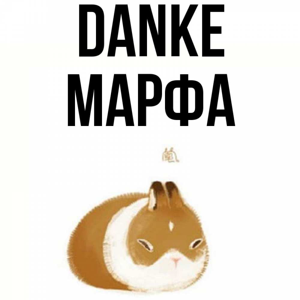 Открытка на каждый день с именем, Марфа Danke коричнево белый домашний питомец Прикольная открытка с пожеланием онлайн скачать бесплатно 