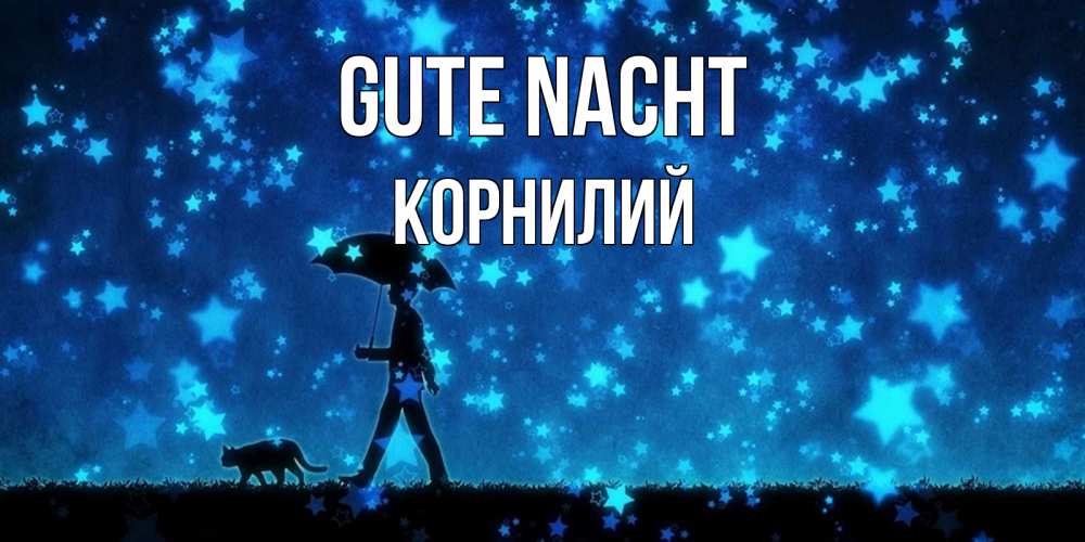 Открытка на каждый день с именем, Корнилий Gute Nacht ночные прогулки с котом под звездами Прикольная открытка с пожеланием онлайн скачать бесплатно 