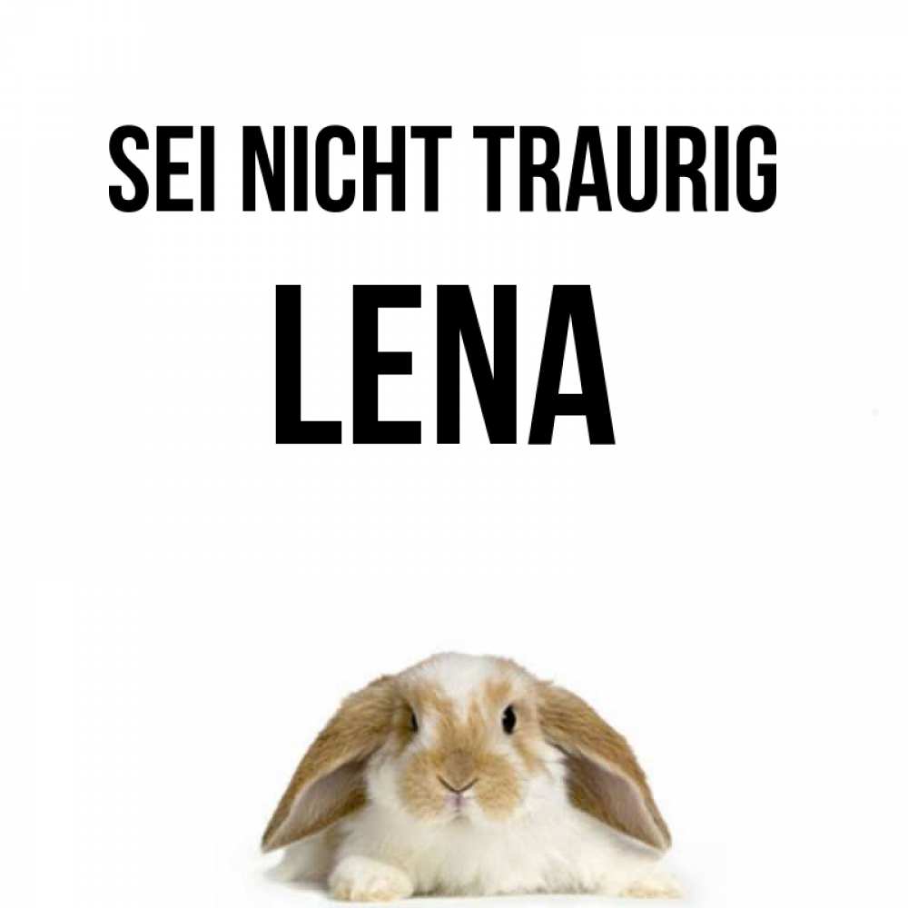 Открытка на каждый день с именем, Lena Sei nicht traurig коричнево белый заяц с большими ушками Прикольная открытка с пожеланием онлайн скачать бесплатно 
