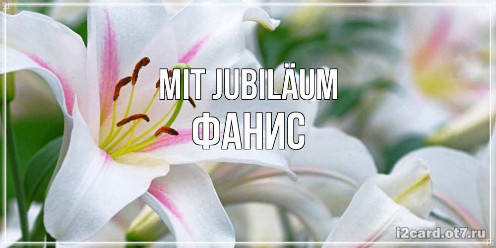 Открытка на каждый день с именем, Фанис Mit Jubiläum открытка с белой лилией Прикольная открытка с пожеланием онлайн скачать бесплатно 
