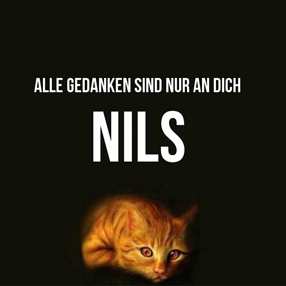 Открытка на каждый день с именем, Nils Alle Gedanken sind nur an dich рыжий Прикольная открытка с пожеланием онлайн скачать бесплатно 