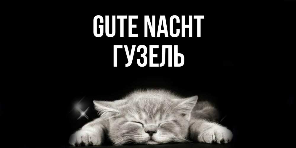 Открытка на каждый день с именем, Гузель Gute Nacht спящий котик Прикольная открытка с пожеланием онлайн скачать бесплатно 