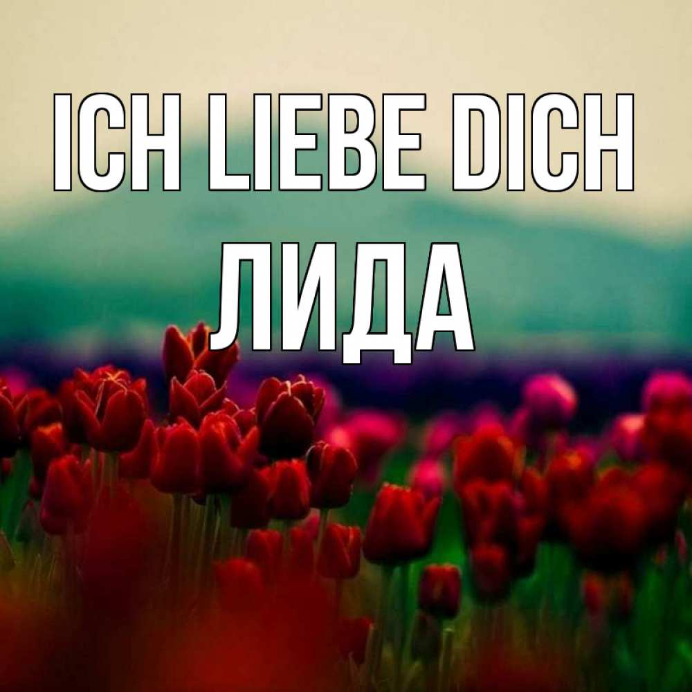 Открытка на каждый день с именем, Лида Ich liebe dich тюльпаны 4 Прикольная открытка с пожеланием онлайн скачать бесплатно 
