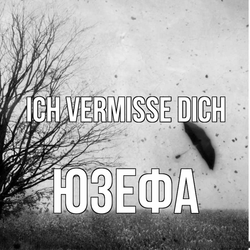 Открытка на каждый день с именем, Юзефа Ich vermisse dich зонт летит Прикольная открытка с пожеланием онлайн скачать бесплатно 