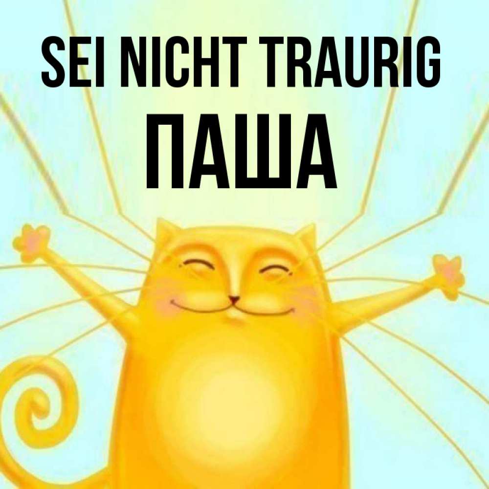 Открытка на каждый день с именем, Паша Sei nicht traurig обнимашки усатые Прикольная открытка с пожеланием онлайн скачать бесплатно 