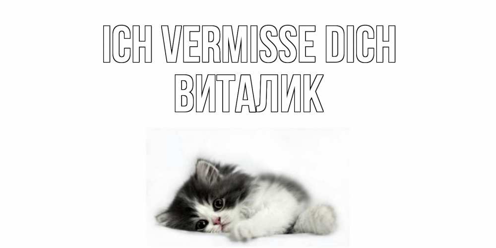 Открытка на каждый день с именем, Виталик Ich vermisse dich кот, скука Прикольная открытка с пожеланием онлайн скачать бесплатно 