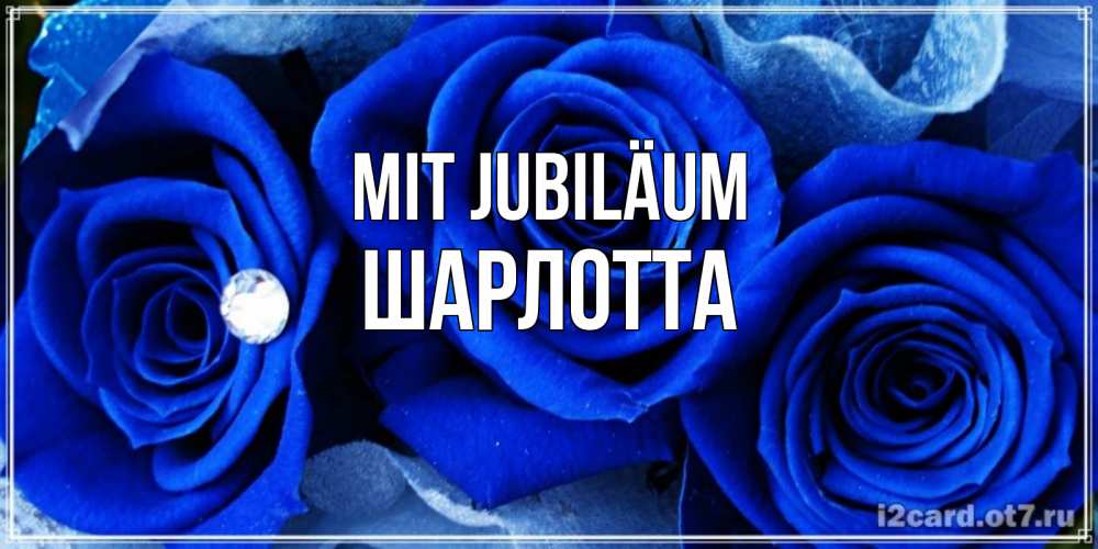 Открытка на каждый день с именем, Шарлотта Mit Jubiläum синие розы в росе Прикольная открытка с пожеланием онлайн скачать бесплатно 