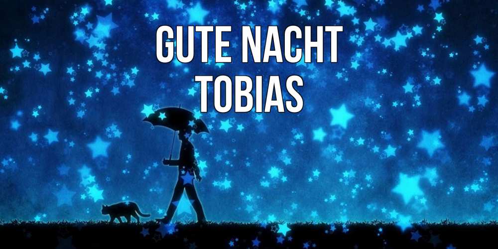 Открытка на каждый день с именем, Tobias Gute Nacht ночные прогулки с котом под звездами Прикольная открытка с пожеланием онлайн скачать бесплатно 