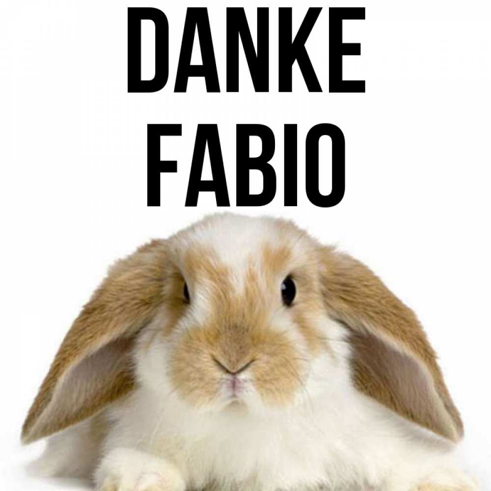 Открытка на каждый день с именем, Fabio Danke коричнево белый заяц Прикольная открытка с пожеланием онлайн скачать бесплатно 