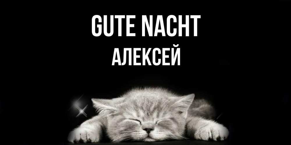 Открытка на каждый день с именем, Алексей Gute Nacht спящий котик Прикольная открытка с пожеланием онлайн скачать бесплатно 