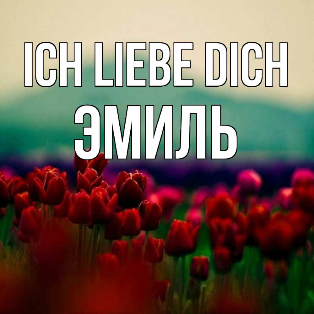 Открытка на каждый день с именем, Эмиль Ich liebe dich тюльпаны 4 Прикольная открытка с пожеланием онлайн скачать бесплатно 