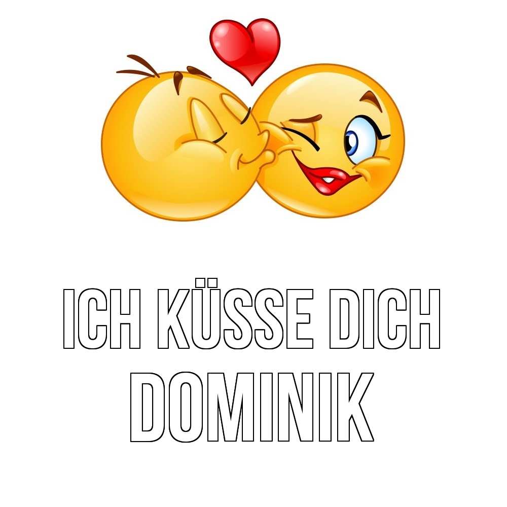 Открытка на каждый день с именем, Dominik Ich küsse dich губы и белые зубы Прикольная открытка с пожеланием онлайн скачать бесплатно 