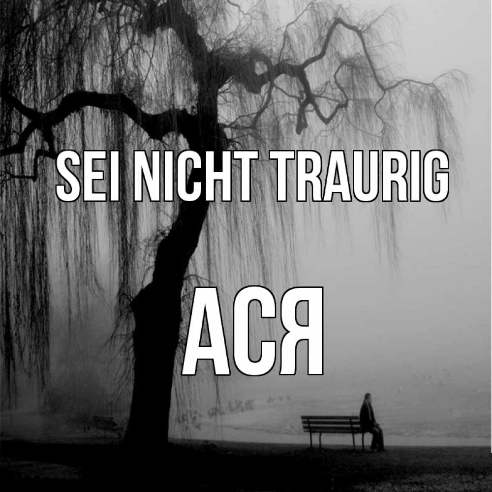 Открытка на каждый день с именем, Ася Sei nicht traurig висящие ветки дерева и лавочка под деревом Прикольная открытка с пожеланием онлайн скачать бесплатно 