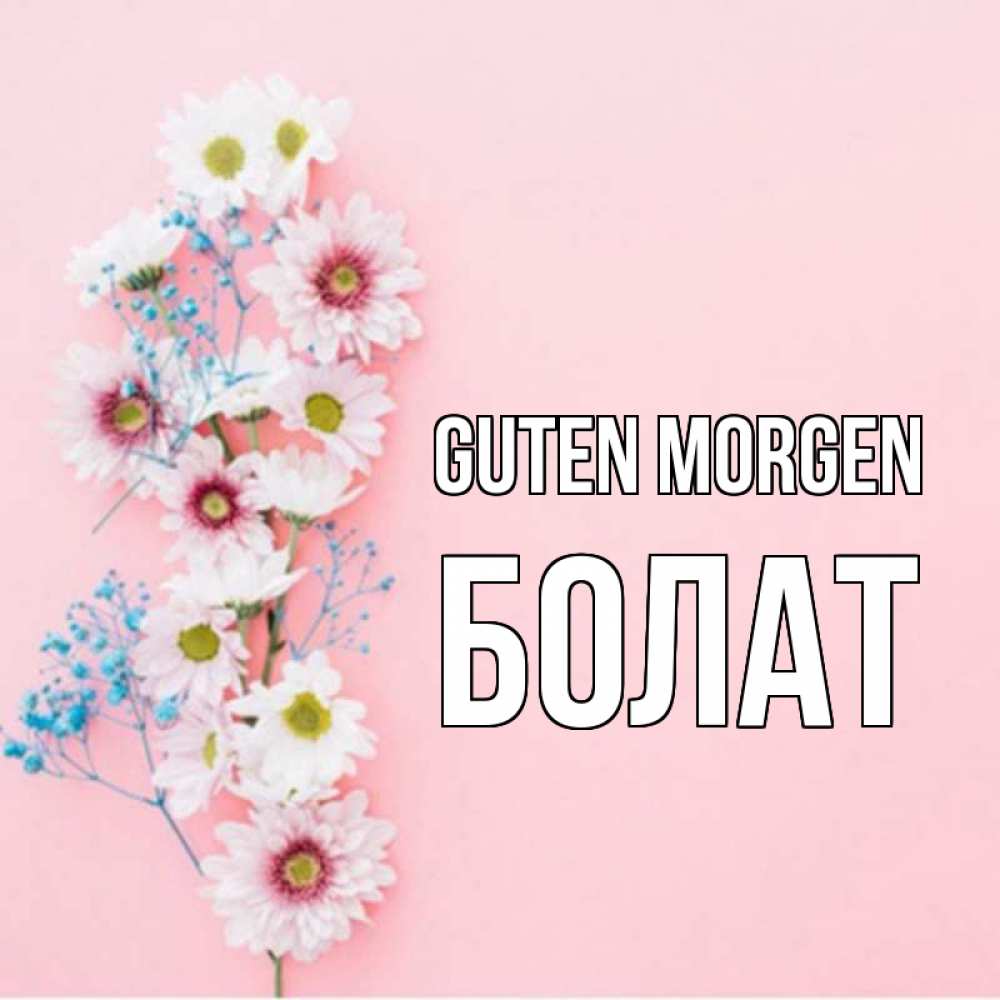Открытка на каждый день с именем, Болат Guten Morgen цветы с подписью Прикольная открытка с пожеланием онлайн скачать бесплатно 