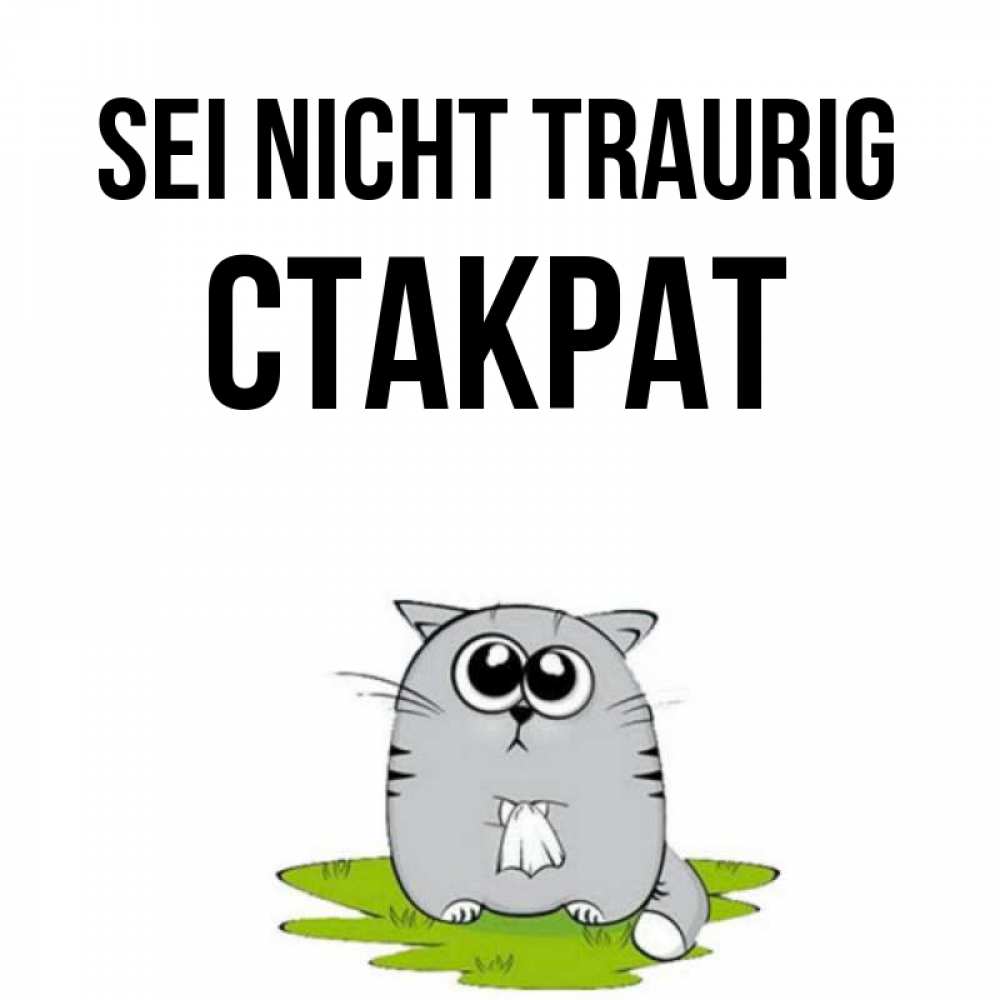Открытка на каждый день с именем, Стакрат Sei nicht traurig грустный котяра Прикольная открытка с пожеланием онлайн скачать бесплатно 