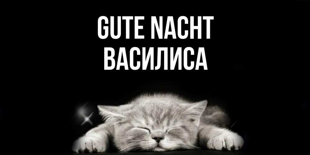 Открытка на каждый день с именем, Василиса Gute Nacht спящий котик Прикольная открытка с пожеланием онлайн скачать бесплатно 