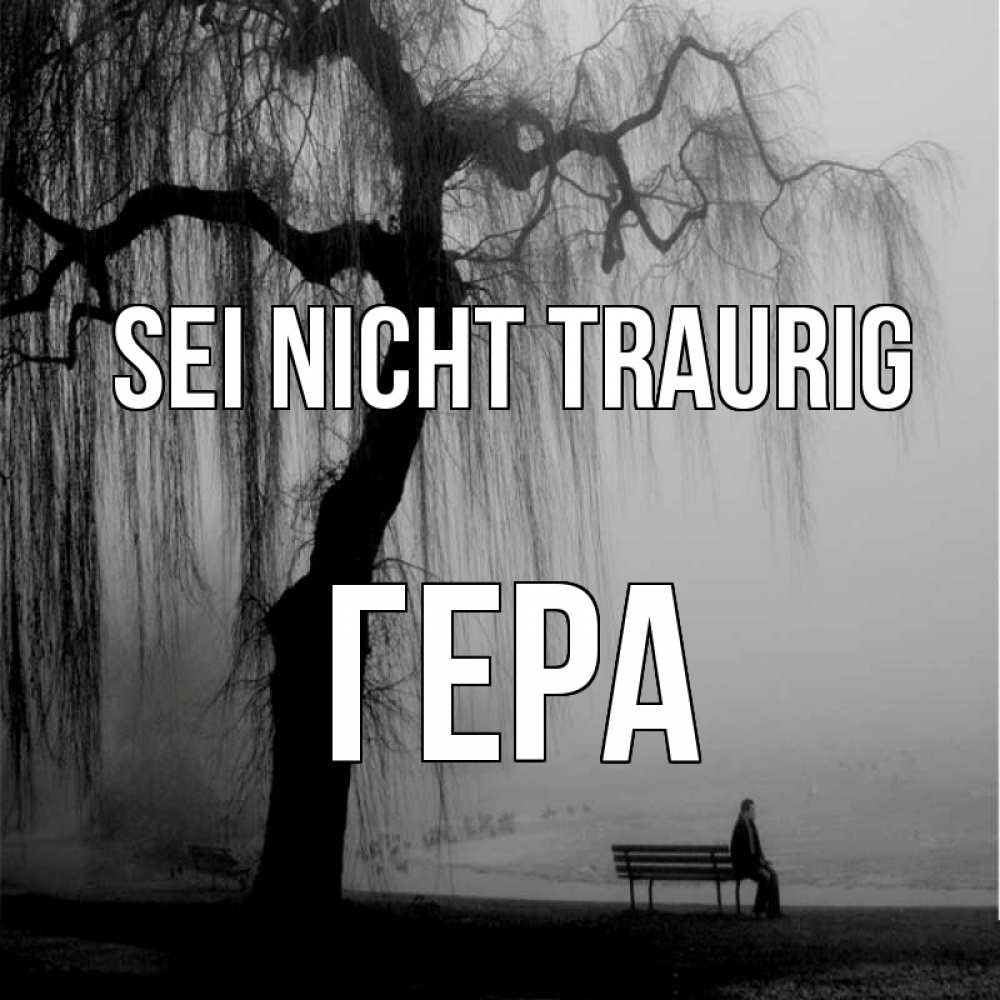 Открытка на каждый день с именем, Гера Sei nicht traurig висящие ветки дерева и лавочка под деревом Прикольная открытка с пожеланием онлайн скачать бесплатно 