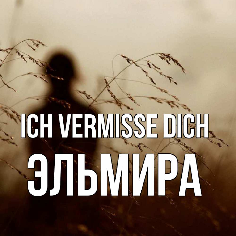Открытка на каждый день с именем, Эльмира Ich vermisse dich силуэт девушки Прикольная открытка с пожеланием онлайн скачать бесплатно 
