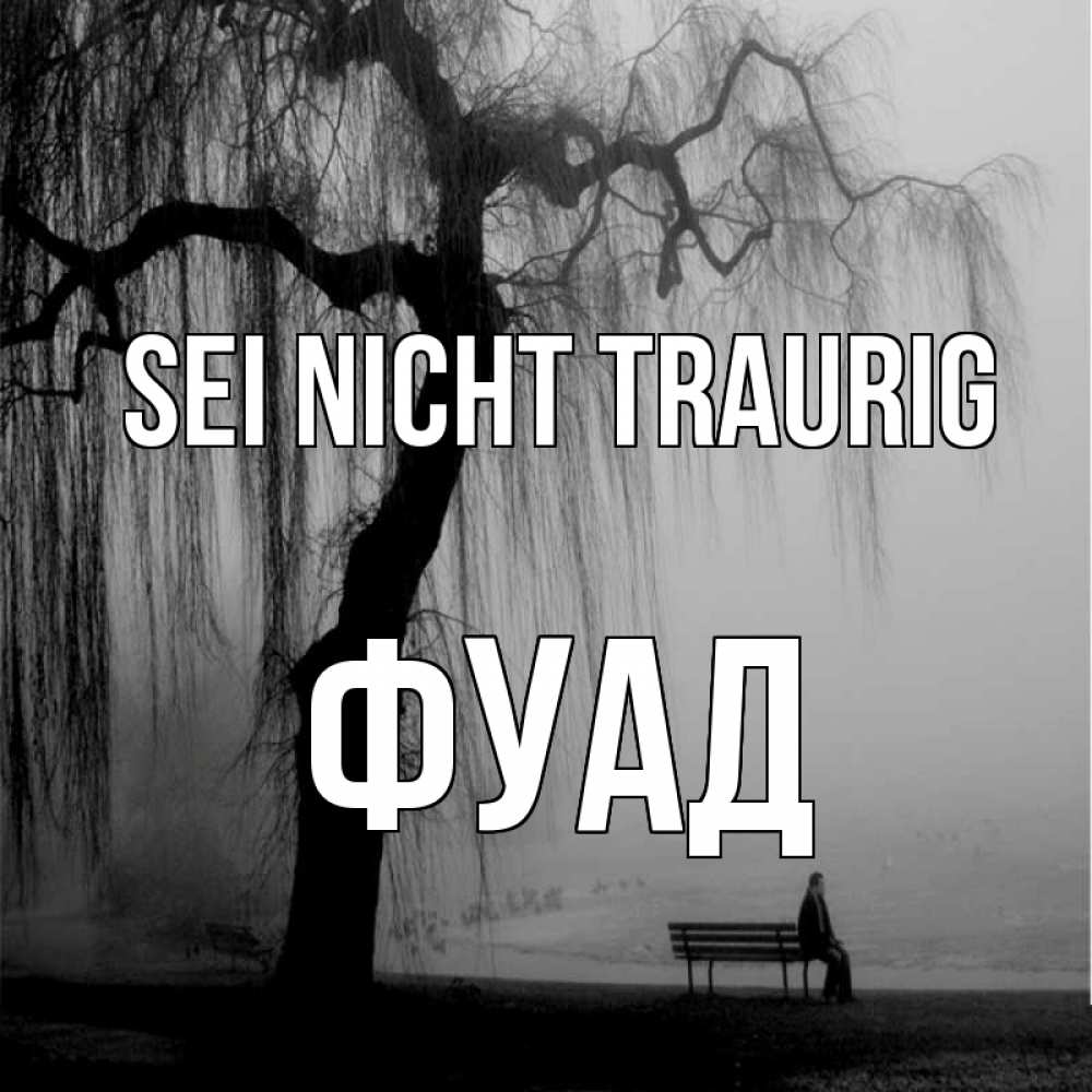 Открытка на каждый день с именем, Фуад Sei nicht traurig висящие ветки дерева и лавочка под деревом Прикольная открытка с пожеланием онлайн скачать бесплатно 