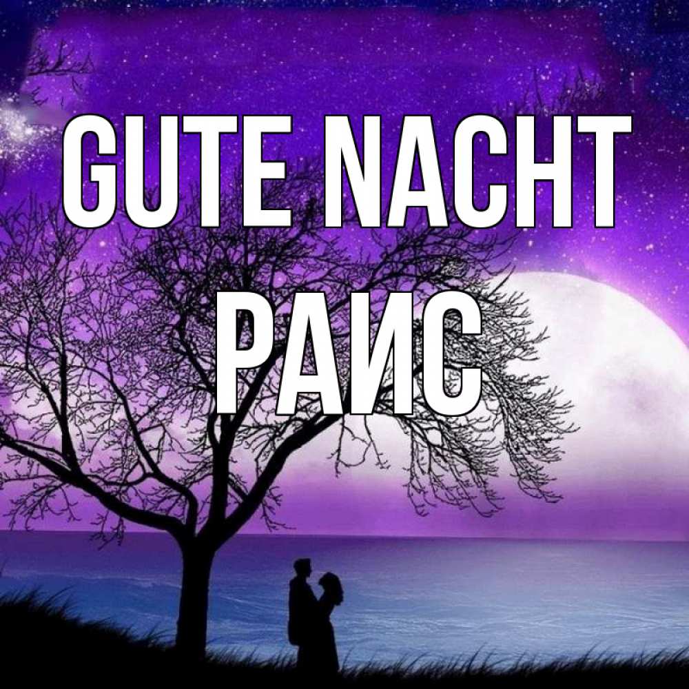 Открытка на каждый день с именем, Раис Gute Nacht огромная луна и парочка Прикольная открытка с пожеланием онлайн скачать бесплатно 