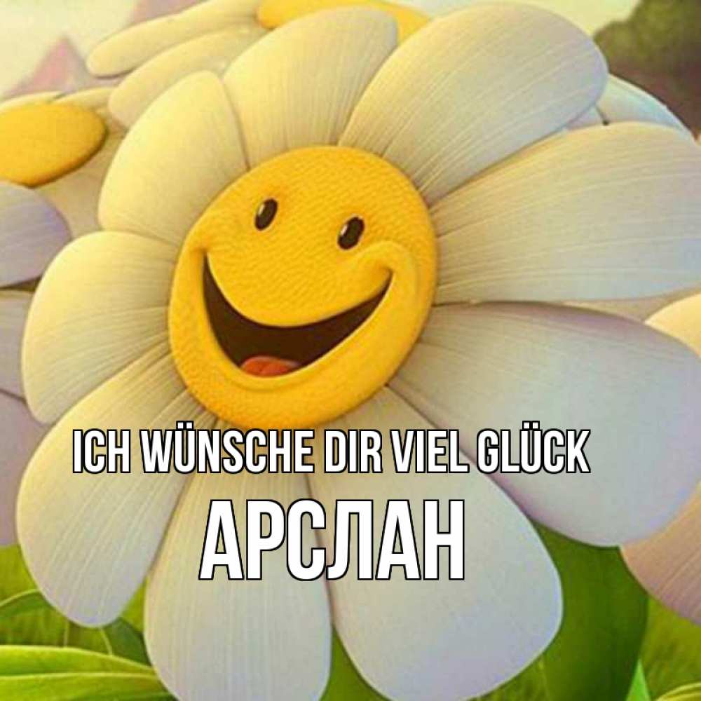 Открытка на каждый день с именем, Арслан Ich wünsche dir viel Glück подписать открытку своим текстом Прикольная открытка с пожеланием онлайн скачать бесплатно 