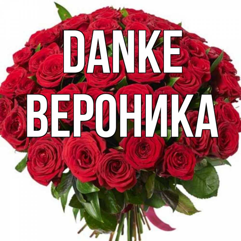 Открытка на каждый день с именем, Вероника Danke букет красных роз Прикольная открытка с пожеланием онлайн скачать бесплатно 