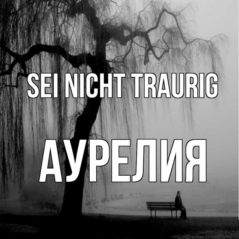 Открытка на каждый день с именем, Аурелия Sei nicht traurig висящие ветки дерева и лавочка под деревом Прикольная открытка с пожеланием онлайн скачать бесплатно 