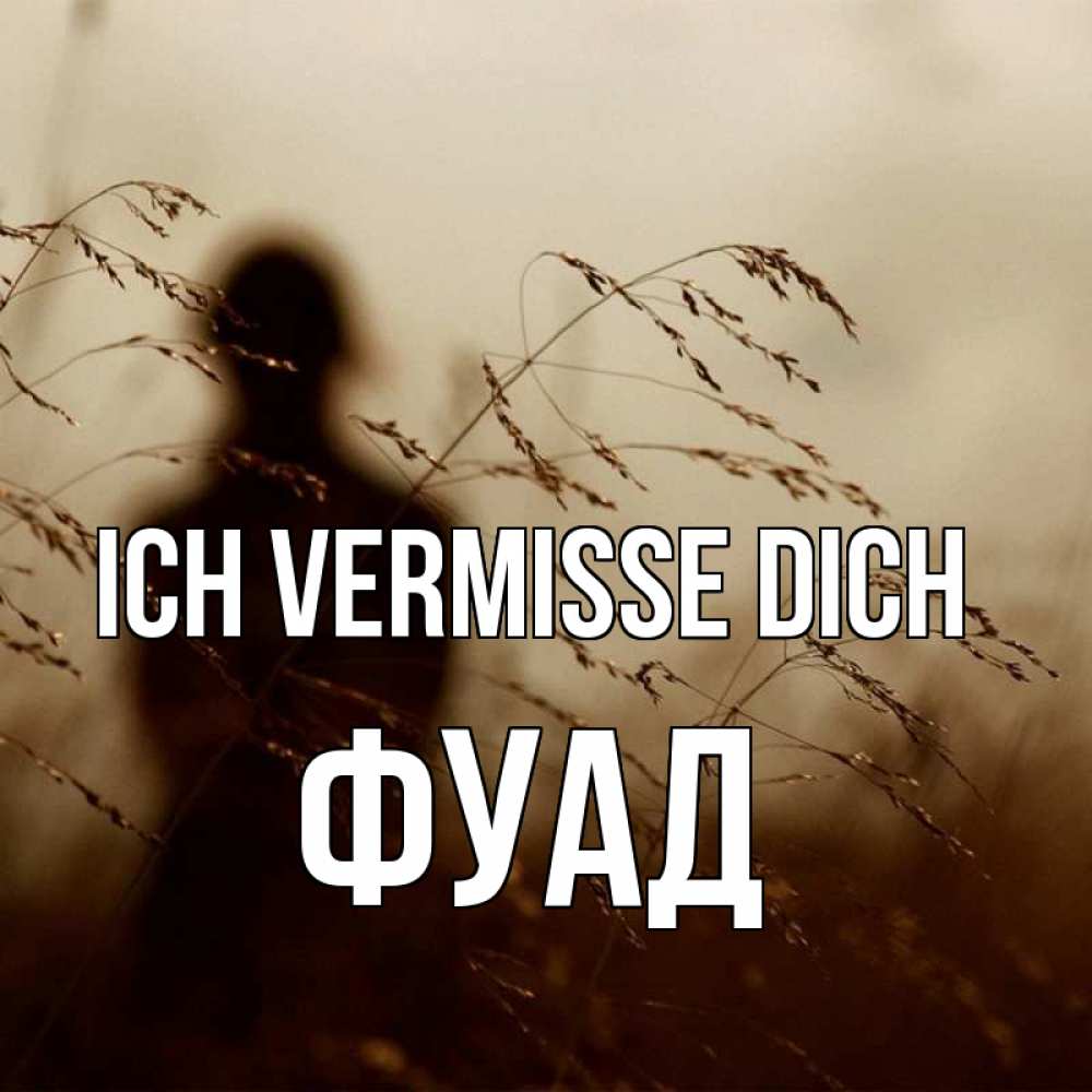 Открытка на каждый день с именем, Фуад Ich vermisse dich силуэт девушки Прикольная открытка с пожеланием онлайн скачать бесплатно 