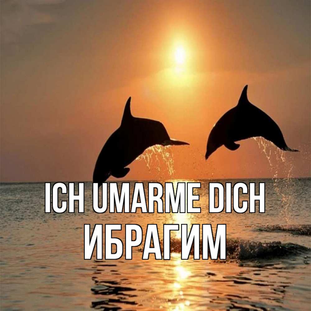 Открытка на каждый день с именем, Ибрагим Ich umarme dich рыбы на закате Прикольная открытка с пожеланием онлайн скачать бесплатно 
