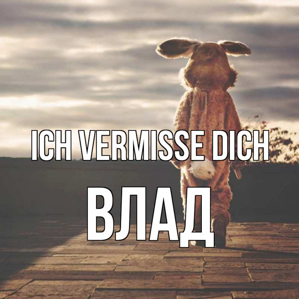 Открытка на каждый день с именем, Влад Ich vermisse dich даже в костюме зайца Прикольная открытка с пожеланием онлайн скачать бесплатно 