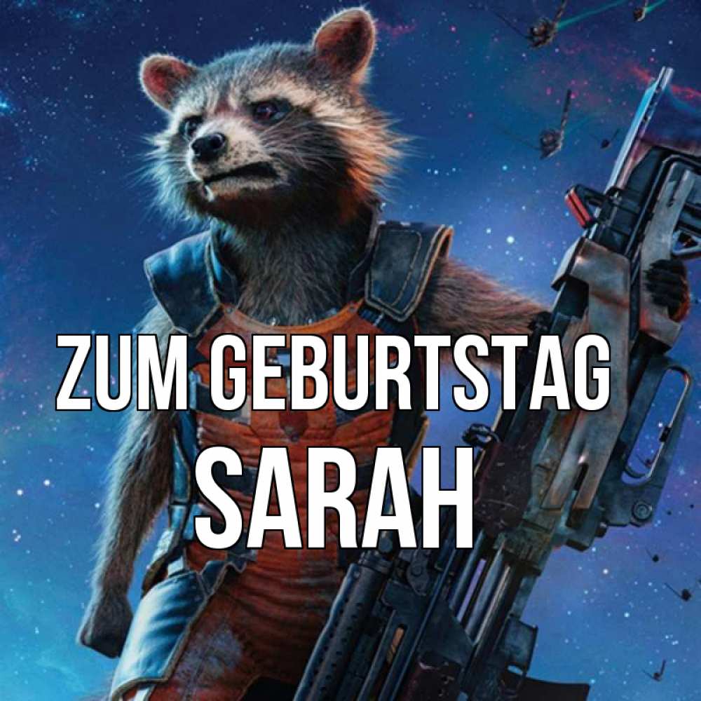 Открытка на каждый день с именем, Sarah Zum Geburtstag реактивный Рокета Прикольная открытка с пожеланием онлайн скачать бесплатно 