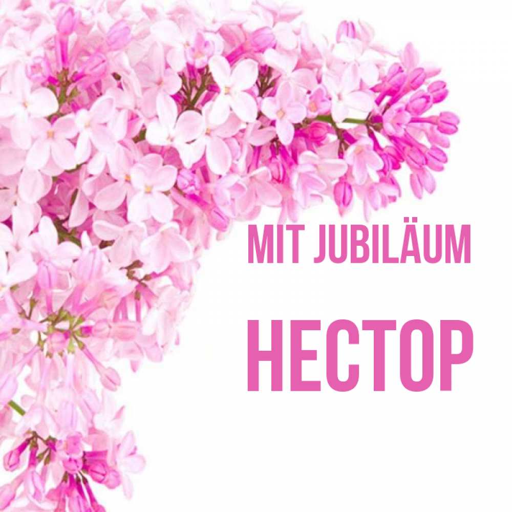 Открытка на каждый день с именем, Нестор Mit Jubiläum Сирень на белом фоне Прикольная открытка с пожеланием онлайн скачать бесплатно 