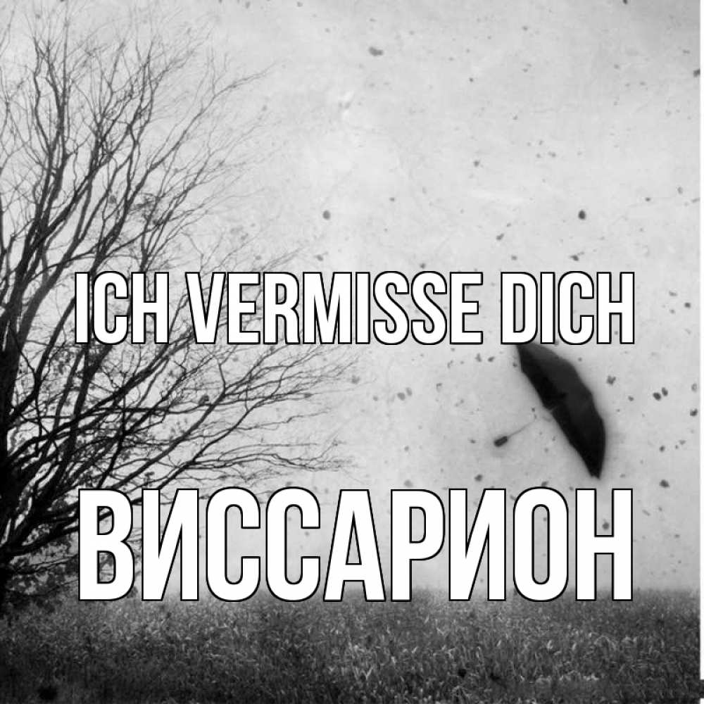 Открытка на каждый день с именем, Виссарион Ich vermisse dich зонт летит Прикольная открытка с пожеланием онлайн скачать бесплатно 