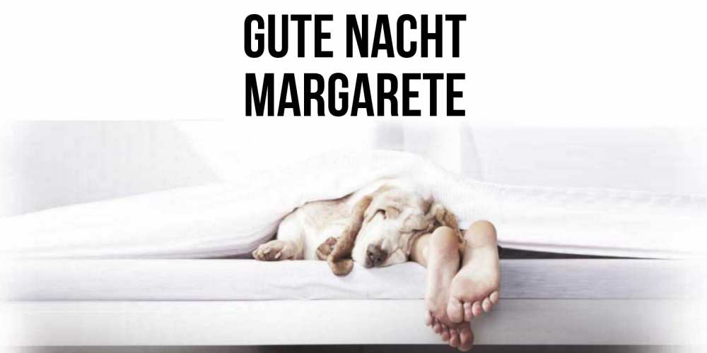 Открытка на каждый день с именем, Margarete Gute Nacht кровать с собакой пожелание сладких снов и спокойной ночи Прикольная открытка с пожеланием онлайн скачать бесплатно 