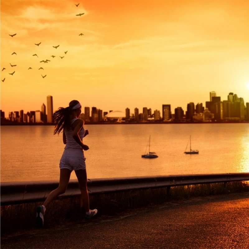 Открытка для спортсменов  девушка бежит  Guten Morgen 