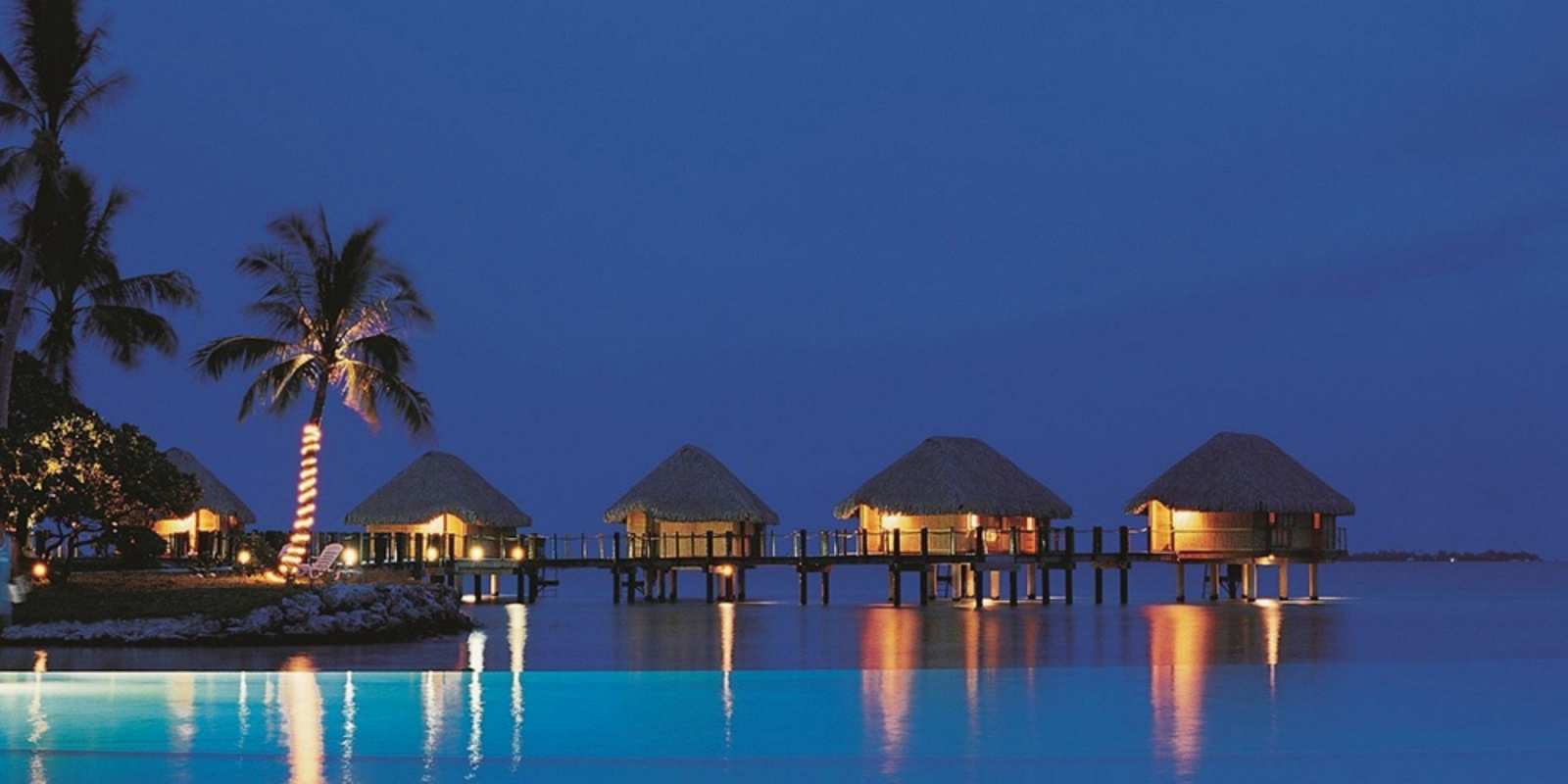 Открытка бунгалло на море морское пожелание сладких снов Gute Nacht 