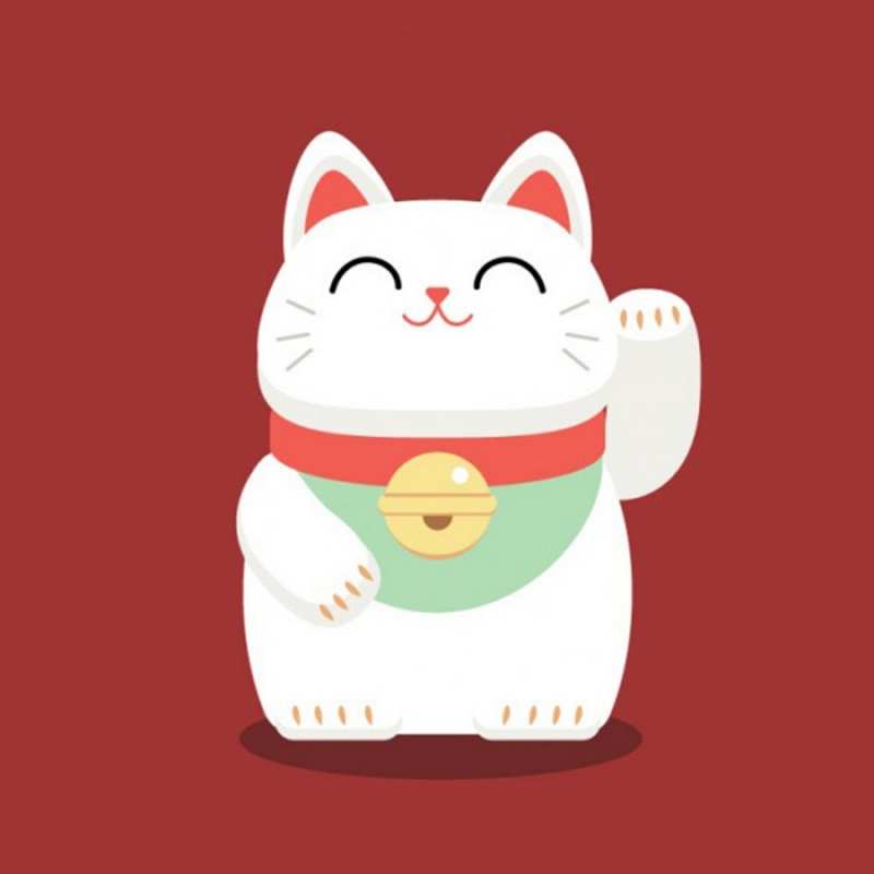 Открытка японский кот  игрушка  Ich wünsche dir viel Glück 