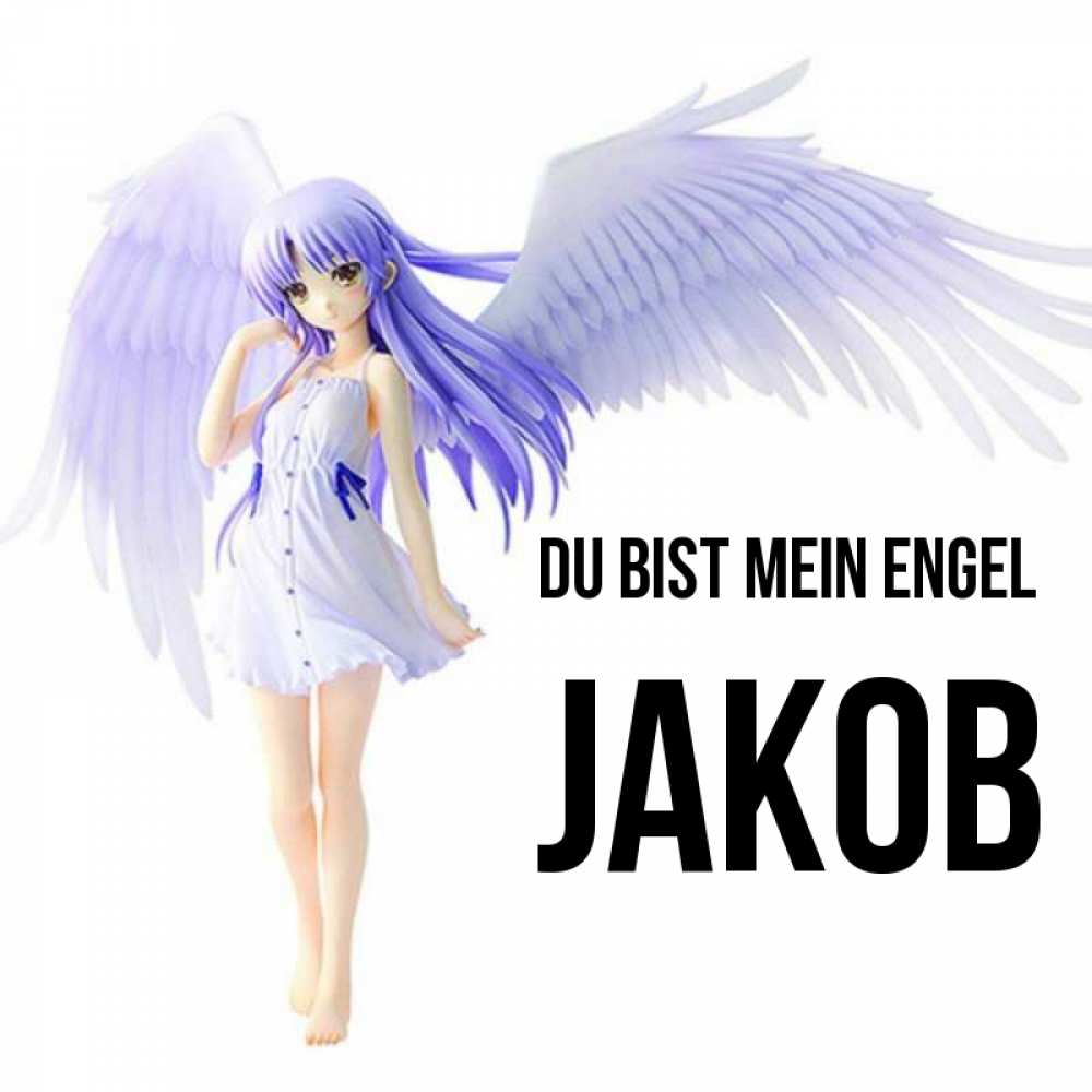 Открытка на каждый день с именем, Jakob Du bist mein Engel девушка ангел с фиолетовыми крыльями Прикольная открытка с пожеланием онлайн скачать бесплатно 