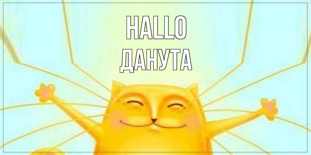 Открытка на каждый день с именем, Данута Hallo кот Прикольная открытка с пожеланием онлайн скачать бесплатно 