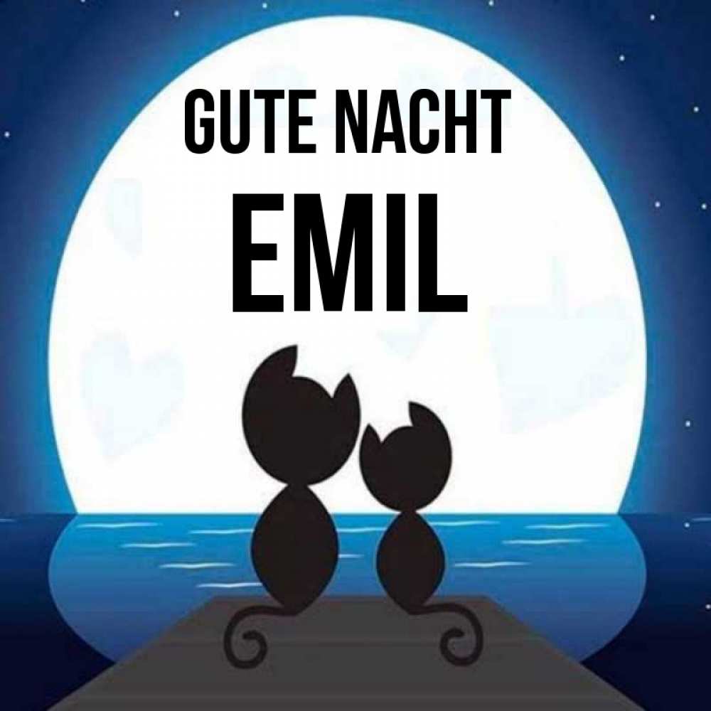 Открытка на каждый день с именем, Emil Gute Nacht луна море мост Прикольная открытка с пожеланием онлайн скачать бесплатно 