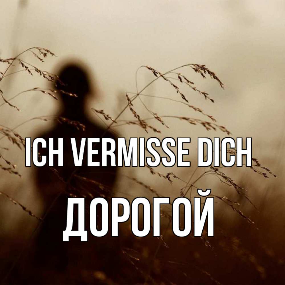 Открытка на каждый день с именем, Дорогой Ich vermisse dich силуэт девушки Прикольная открытка с пожеланием онлайн скачать бесплатно 