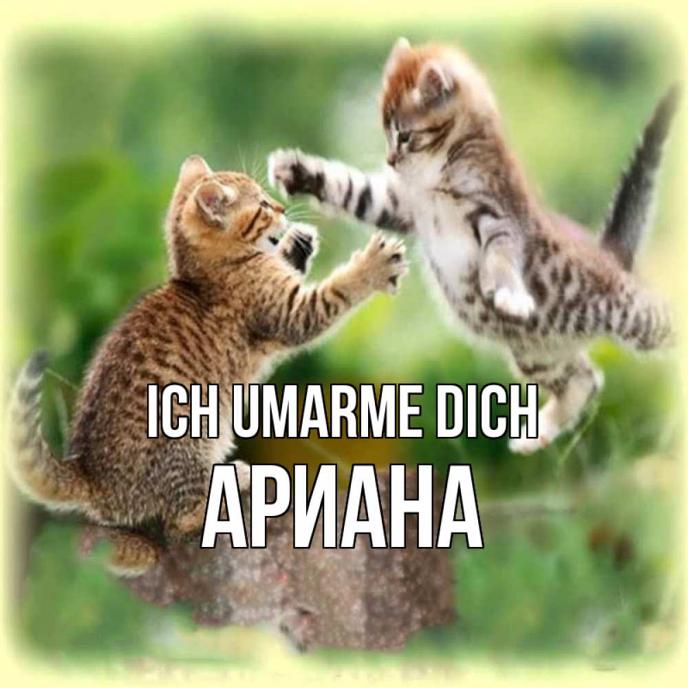 Открытка на каждый день с именем, Ариана Ich umarme dich игры котят Прикольная открытка с пожеланием онлайн скачать бесплатно 