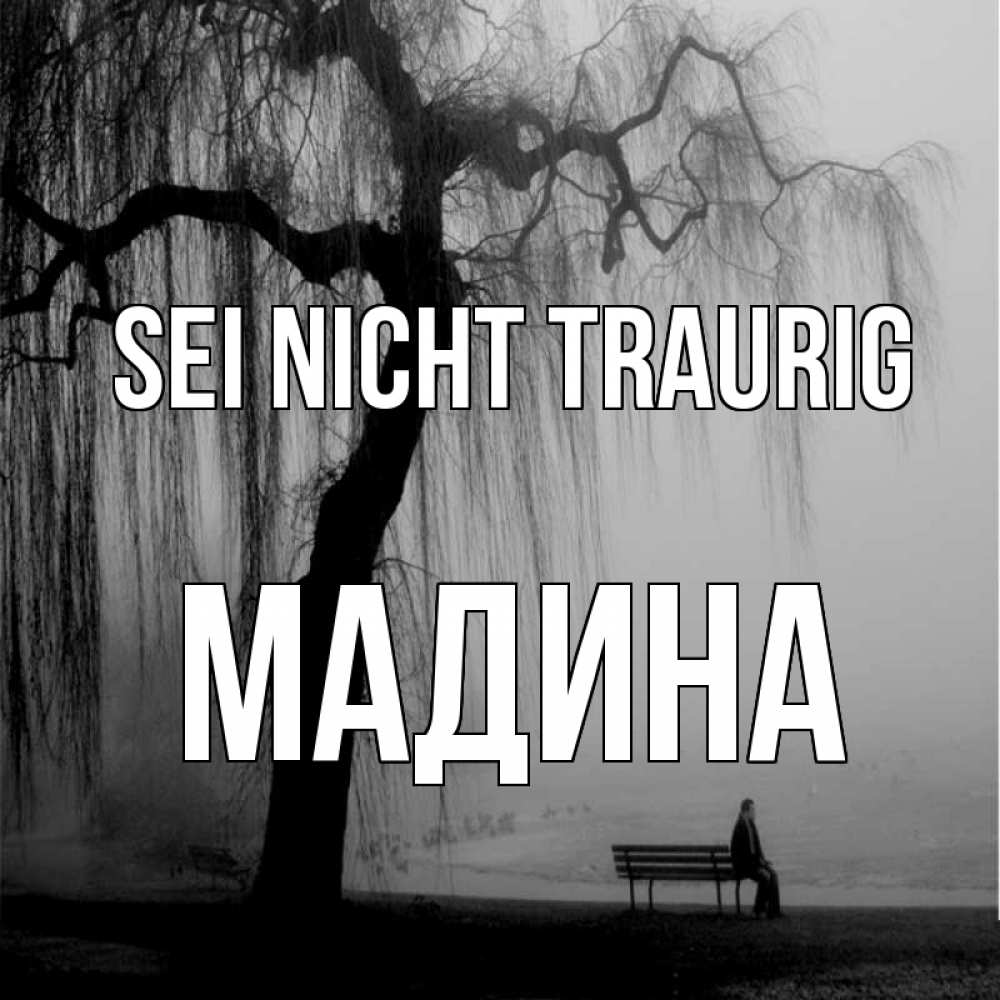 Открытка на каждый день с именем, Мадина Sei nicht traurig висящие ветки дерева и лавочка под деревом Прикольная открытка с пожеланием онлайн скачать бесплатно 