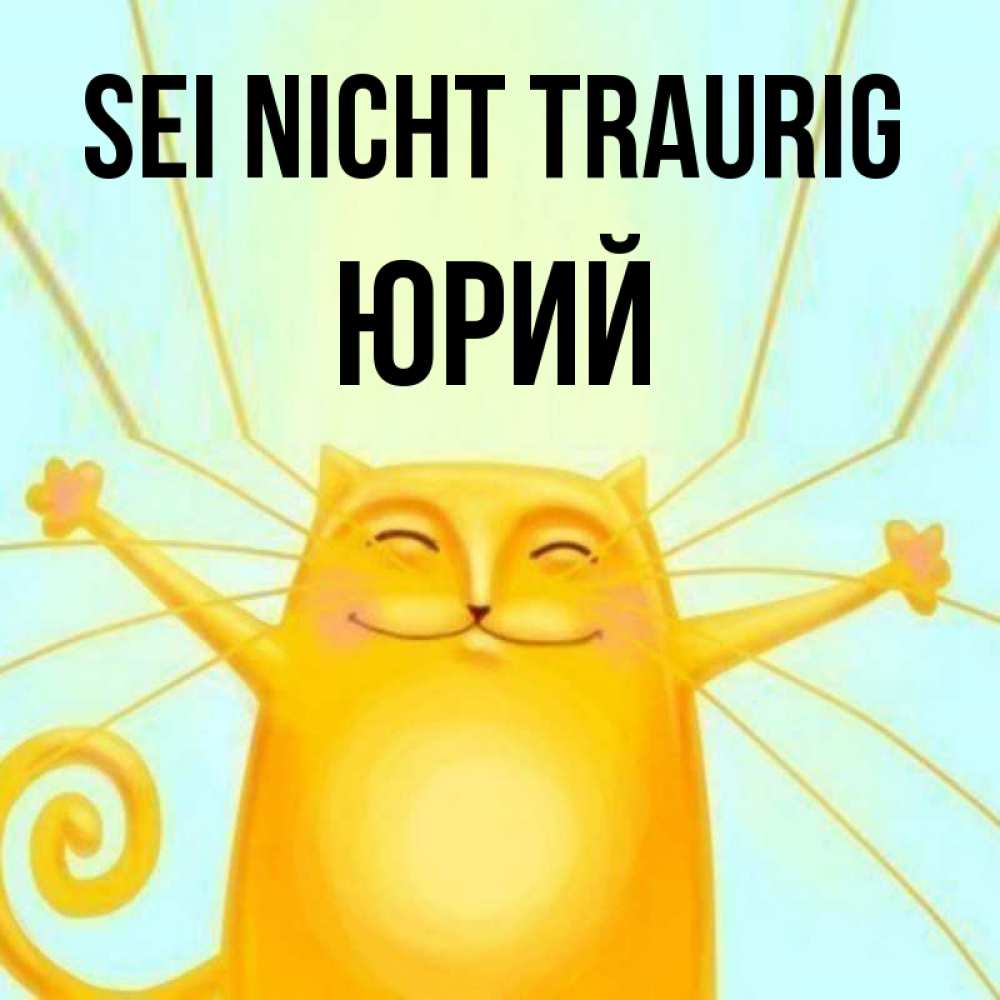 Открытка на каждый день с именем, Юрий Sei nicht traurig обнимашки усатые Прикольная открытка с пожеланием онлайн скачать бесплатно 