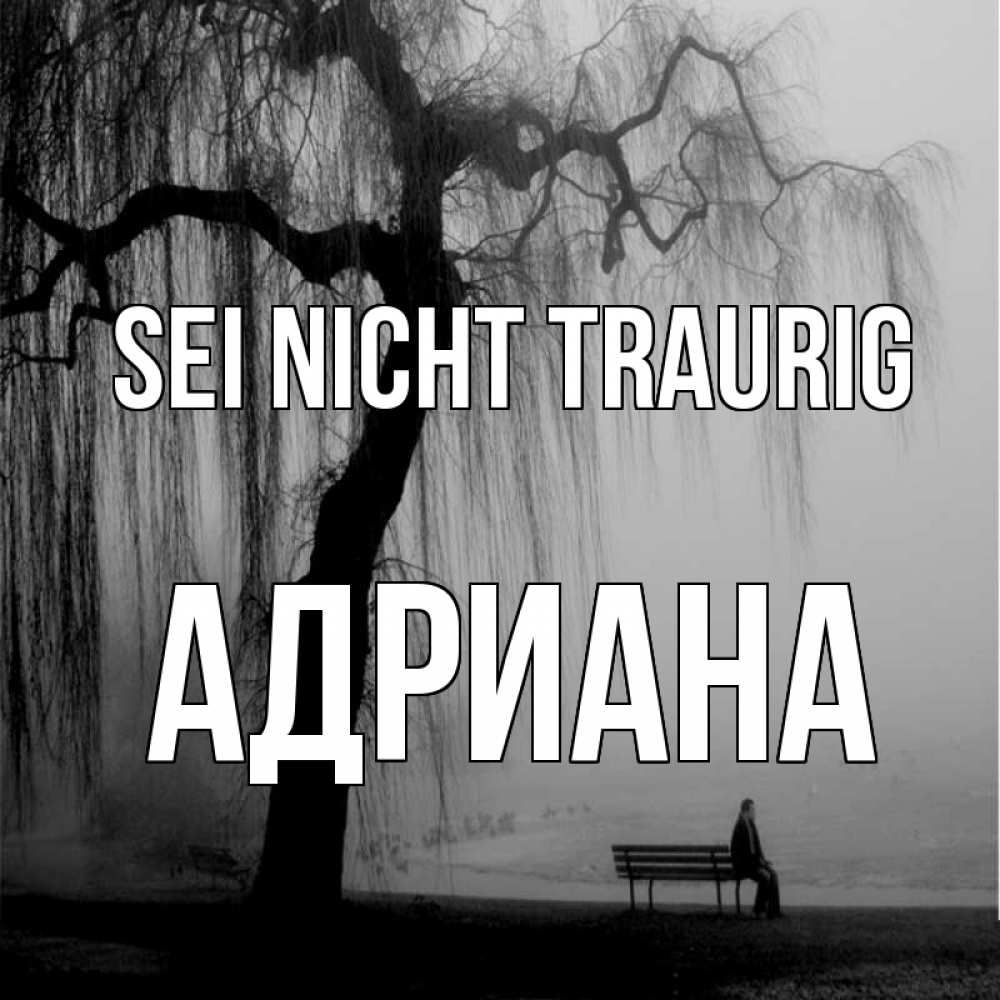 Открытка на каждый день с именем, Адриана Sei nicht traurig висящие ветки дерева и лавочка под деревом Прикольная открытка с пожеланием онлайн скачать бесплатно 