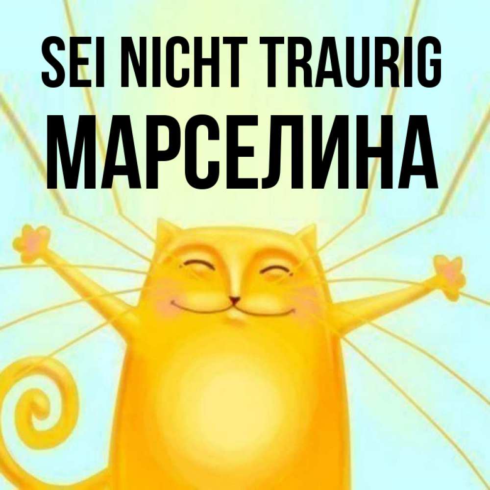 Открытка на каждый день с именем, Марселина Sei nicht traurig обнимашки усатые Прикольная открытка с пожеланием онлайн скачать бесплатно 