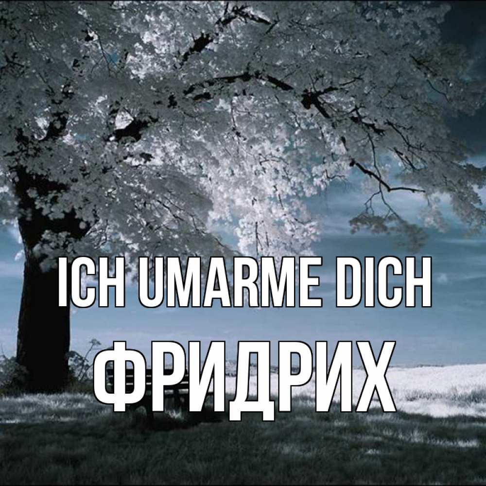 Открытка на каждый день с именем, Фридрих Ich umarme dich дерево Прикольная открытка с пожеланием онлайн скачать бесплатно 